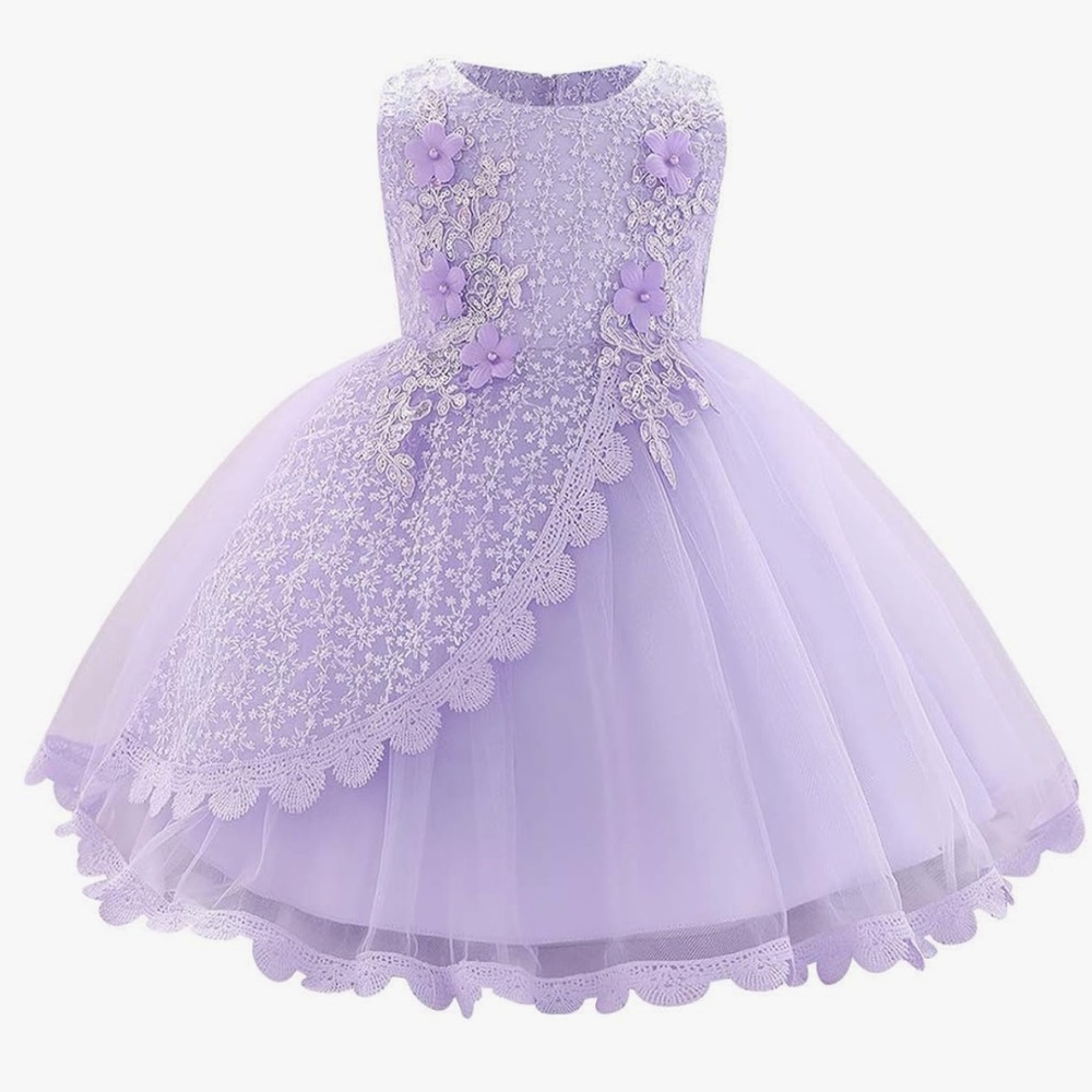 Lilac Floral Tulle Dress